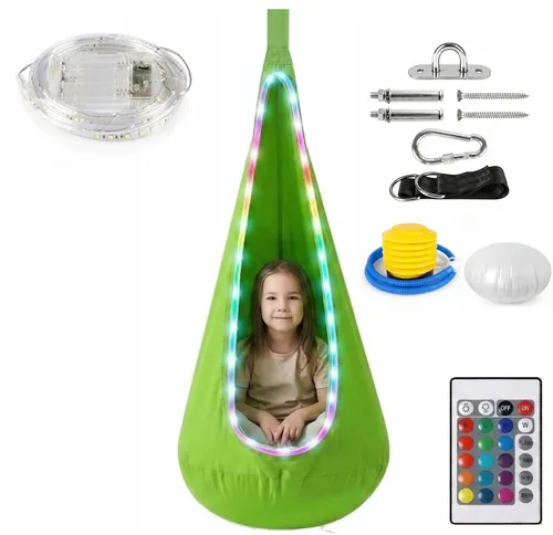 Hängesessel Kinder Kokon Schaukel LED Sensorisch Hängehöhle 80kg Fernbedienung