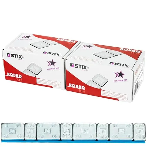 Stix Klebegewichte Auswuchtgewichte Rounded Slim 800 Segmente (5g + 10g) verzinkt 3,5mm 100 Streifen à 60g mit breitem Klebeband für Alufelgen und KFZ-Felgen