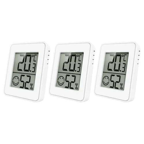 Raumtemperatur 3er-set Thermo- Hygro Indikator Set - Weiß - Hygrometer Set mit digitaler Anzeige für präzise Temperatur- und Luftfeuchtigkeitsmessung, ideal für Zuhause oder Büro, kompakt und tragbar.