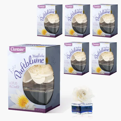 CLENTAIRE Duftblumen 6er Pack x 75 ml Lotus Flower - Raumduft, Lufterfrischer