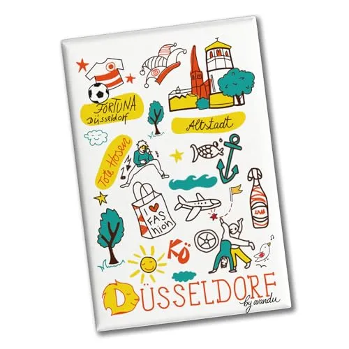 Düsseldorf Wimmelbild Souvenir Souvenir Magnet - Kö kreativer Souvenir Magnet mit Stadt-Design NRW Reiseandenken Souvenir