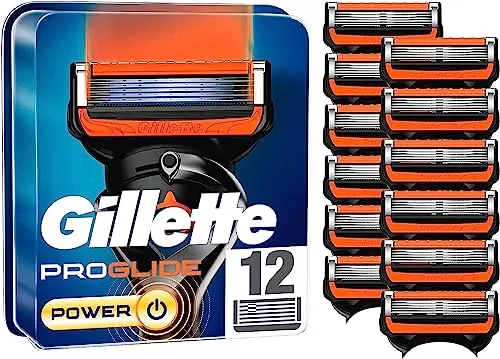Gillette ProGlide Power Rasierklingen, 12 Ersatzklingen für Herren - Rasierklingen für Herren mit 5-fach Anti-Irritations-Klingen, für eine gründliche und komfortable Rasur. Ideal für bis zu 12 Monate Rasur und mit Präzisionstrimmer für schwierige Stellen.
