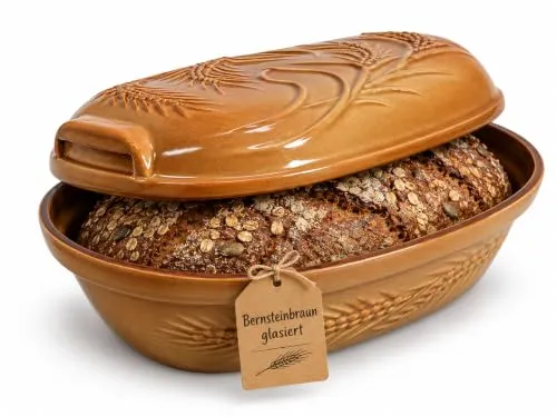 KERAZO Brotbackform mit Deckel 4,5L, braun, 38x24x15cm