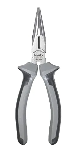 kwb Profi Flachrund-Zange/Flach-Zange 160 mm nach DIN ISO 5745, gerade Form, Schneidkanten induktiv gehärtet