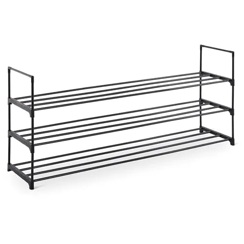 Raburg Schuhregal mit 3 Ebenen, Schuhständer aus Metall, Schuhaufbewahrung, Schuh-Organizer, bis zu 18 Paar Schuhe, für Flur, Wohnzimmer, Schlafzimmer, 118 cm x 55 cm x 30 cm, Easy-Shoe, Schwarz