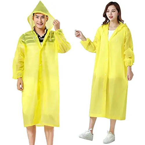 Colexy Regenponcho mit Kapuze, Wasserdicht Regenjacken Regencape Unisex, Wiederverwendbar Regenponcho Fahrrad Poncho Multifunktionaler Regenmantel für Wandern Radfahren Camping und Reisen (Gelb)