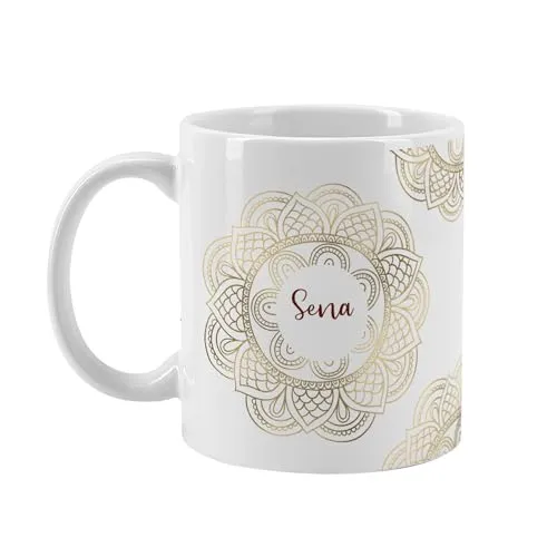 Herz & Heim® Personalisierte Tasse Ramadan – Bedruckt mit Wunschname – Geschenk für Ramadan & Eid – Keramiktasse mit festlichem Design (Mandala)