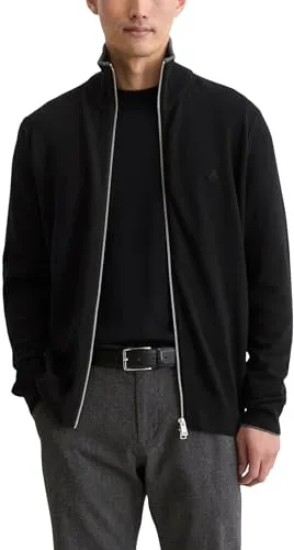 Marc O'Polo Cardigan aus Bio-Baumwoll-Schurwoll-Mix in Schwarz (Größe M) - Eleganter Cardigan im Regular Fit aus einem hochwertigen Mix für angenehmen Tragekomfort. Ideal für die kühleren Tage, mit Stehkragen und praktischem Reißverschluss.