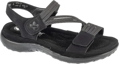Riemchensandale von RIEKER, Schwarz, Gr. 36 - Wanderschuhe aus hochwertigem Nubuklederimitat, mit bequemen Gummizügen für optimalen Tragekomfort.