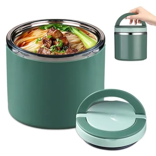 yotutun 1 L Thermobehälter für Essen, Thermo Lunchbox Warmhalten Essen Edelstahl Speisebehälter Thermobehälter mit Griff für Essen Warmhalten Behälter für Essen, Mahlzeiten, Müslibecher (Grün)