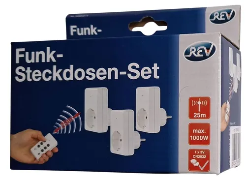 REV Funk Steckdosen Set weiß: 3 Funksteckdosen mit Fernbedienung - Steckdosen & Zubehör: Praktisches Set mit 3 Funksteckdosen, ideal für die bequeme Steuerung von Geräten im Innenraum per Fernbedienung.
