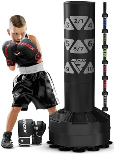 RDX Kinder Freistehender Boxsack 4ft Junior Standboxsäcke Trainingshandschuhe, MMA, Kickboxen,Boxen, Kampfsport, Muay Thai, Boxpartner, Punchingsäcke, Tumbler Boxsäcke Saugfuß (MEHRWEG)
