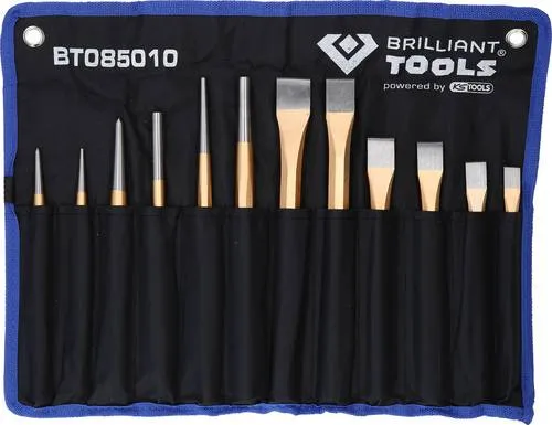 Brilliant-Tools Durchtreiber-Satz BT085010, 12-teilig - Sonstige Handwerkzeuge, ideal für Mauerwerk & Beton mit thermisch gehärteten und verstärkten Werkzeugen für optimale Kraftverteilung und lange Lebensdauer.
