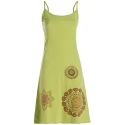 Vishes Sommerkleid Damen Sommer-Kleider Mini-Kleid Jersey-Kleid Spagettiträger-Kleid Goa, Hippie, Retro Style grün 48