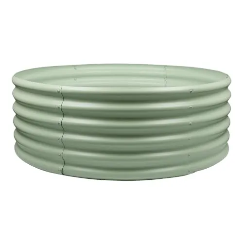 Harbour Housewares Runden Erhöhtes Gartenbeet - 120cm x 45cm - Grün - 1x Bodenlos Metall Erzogen Bett Verzinktes Stahl Pflanzer Kasten für den Anbau Im Freien Pflanzen, Gemüse, Blumen und Kräuter