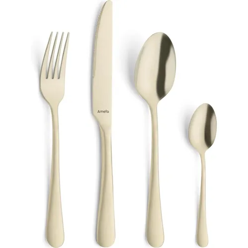 Amefa AUSTIN CHAMPAGNER Besteckset 24-teilig - Edles 24-teiliges Besteckset in trendiger Champagner-Farbe, PVD-veredelt und spülmaschinenfest – perfekt für stilvolle Tischgedecke zu Hause oder im Garten.