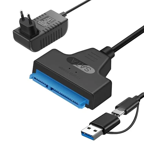 Unnderwiss sata kabel Sata usb festplatten adapter Sata to usb Kompatibel mit externen und internen Festplatten SSD/HDD 2,5 3,5 Zoll Adapter Kompatibel mit Windows, Mac und Linux Betriebssystemen
