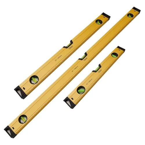 Wasserwaage Set 40 cm 60 cm 100 cm - klein, mittel, lang - magnetisch, für Profi und Heimwerker geeignet, Magnetwasserwaagen mit drei Libellen und Lineal, aus Aluminium