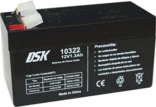 DSK 10322 - Versiegelte wiederaufladbare AGM-Bleibatterie 12V mit 1,3Ah. Ideal für Auto- und Elektromotorräder für Kinder, Motorroller, USV-Systeme, Sicherheits- und Kommunikationssysteme…