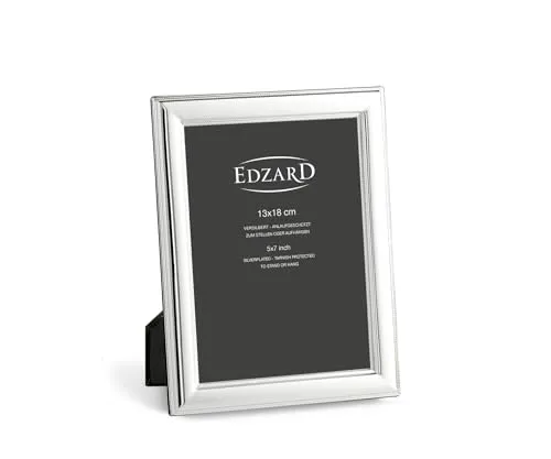 EDZARD Fotorahmen Siena für Foto 13 x 18 cm, edel versilbert, anlaufgeschützt, mit 2 Aufhängern