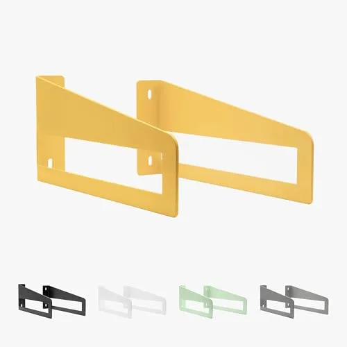 Natural Goods Berlin 2x Regalhalter DAHLEM, schwerlast Regalträger, Regalstütze, Wandregal, Schweberegal für Küche und Büro (Gelb, 225mm Tiefe)