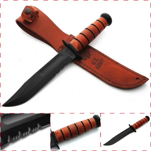 Ka-Bar 1219 ARMY The Legend Serrated Jagdmesser Outdoormesser Survival Leder USA