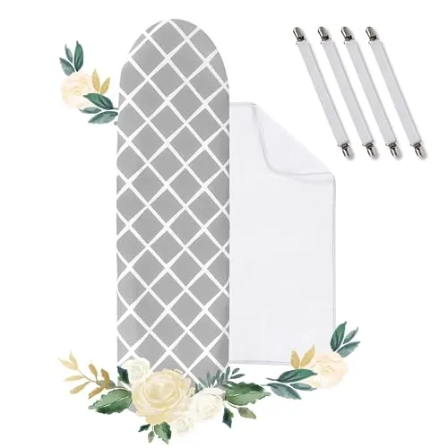 Bügeltischbezug, Bezug Bügelbrett 100% Baumwolle, Turbo Bügelbrettbezug Dreilagig Verdickt, Geeignet für 110-125 * 30-42CM Bügelbrett mit Bügeltuch