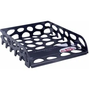 Sax Briefablage Design 0-555-19, Voronoi, A4, schwarz, stapelbar, Kunststoff