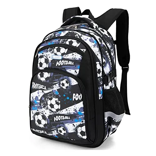 Kinderrucksack Fußball schwarz 17 Zoll – ideal für Schule und Freizeit