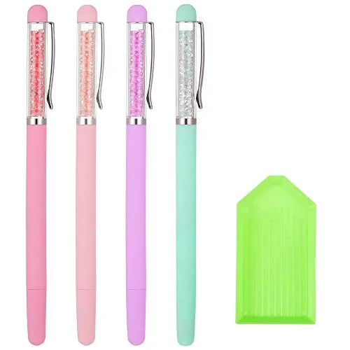 Rubywoo&chili 5 Stück DIY Diamond Painting Werkzeug, 4 Stift für Strassstein und Mosaik Kleber Tablett, Diamant Malerei Kreuzstich Stickerei Stift Werkzeuge Set