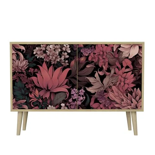 HEALANCY Komodenschrank - Kommode mit 2 Türen- Flurkommode- Schrank - Highboard - Kleiderschrank Möbel - Wohnzimmer Schlafzimmer Esszimmer Flur - Sideboard- Riva-Eiche