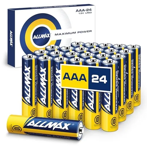 Allmax AAA Micro (LR03) Maximum Power Alkaline Batterien (24 Stück) – Ultra-Langlebigkeit, auslaufsicheres Design, 10 Jahre Haltbarkeit, maximale Leistung (1,5 V)