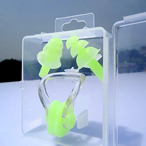 VOANZO 4 Stücke Silikon Schwimmen Ohrstöpsel Für Kinder Ohrstöpsel Und Nasenklammer Sets, Wasserdicht & Komfortabel Für Kinder Mädchen Jungen Babys Kleinkinder (grün)