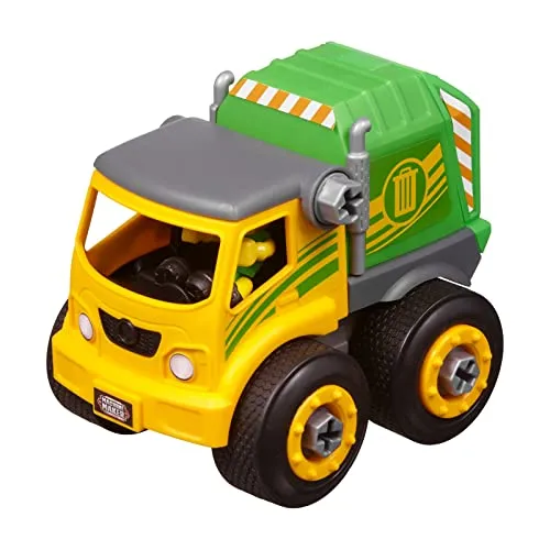 Nikko 40043 Machine Maker Müllwagen, Montage Set 9-teilig mit Schraubendreher zum selbst Zusammenbauen, Müllauto DIY Bausatz, Konstruktionsspielzeug für Kinder ab 3 Jahren, ca. 20 cm, Gelb/Grün