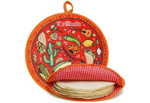 Tortillada Brotkorb 30 cm Tortilla Wärmer/Wärmebehälter mikrowellengeeignet aus Baumwolle