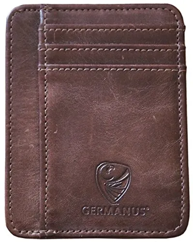 GERMANUS Ferruginus Kreditkartenetui - Made in EU - Geldbörse Leder Etui für Kreditkarten und Visitenkarten (Dunkel Braun)