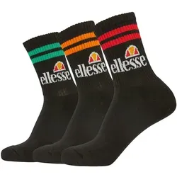 ellesse Unisex Sportsocken PULLO, 3 Paar - Tennissocken, Crew Socken, Logo Schwarz/Bunt 40-43