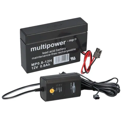 Ladegerät mit 1x Blei-Akku 12V 0,8Ah MP0.8-12H