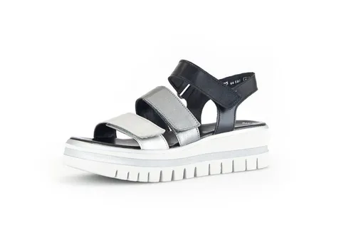 Gabor Damen Plateausandalen – Bequeme Strandschuhe mit dicker Sohle in Silber - Elegante Plateausandalen für Damen, ideal für den Sommer. Mit hochwertigem Obermaterial und bequemer Passform bieten sie perfekten Tragekomfort für entspannte Tage.