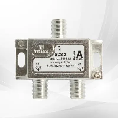 Triax SCS 2 2-Wege-Splitter 5?2400 MHz, über Stromausgänge zum Eingang, 2,4GHz DC (349822)