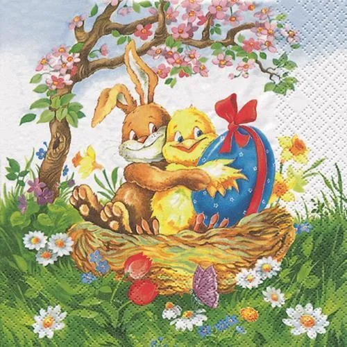 Servietten Easter Friends Ostern Hase Küken Osterei Tiere Tischdeko 33x33cm 20