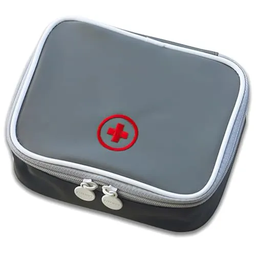 Produktbild CYXZMYA Medikamententasche,Grau Reiseapotheke,Reiseapotheke Tasche,Erste Hilfe Tasche,Notfalltasche,Erste Hilfe Tasche Leer,Medikamententasche Reise,Square Organizer,für Office,Home,Reisen(Grau)