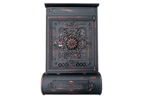 ANTIK ALUGUSS Massiver Briefkasten - Luxus Postkasten Schwarz Retro Vintage - Wandbriefkästen | Wetterfestes Unikat aus 7 kg Aluminiumguss mit integrierter Zeitungsrolle, robust und nostalgisch im Landhausstil.