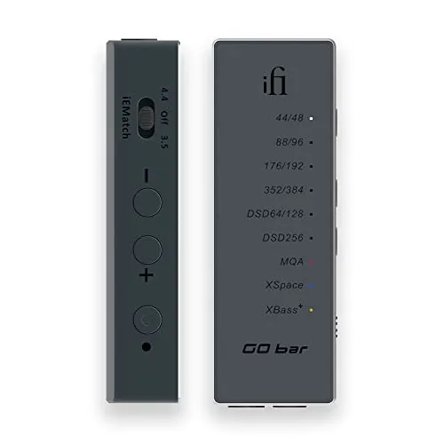 iFi GO Bar – Ultraportable DAC/Vorverstärker - Kopfhörer Verstärker mit integriertem iEMatch für perfekte Anpassung empfindlicher IEMs und hochauflösendem Audio für ein beeindruckendes Klangerlebnis.