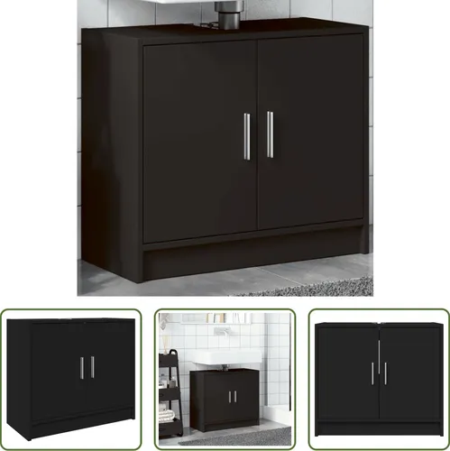 The Living Store Waschbeckenunterschrank Schwarz 63x29x55 cm