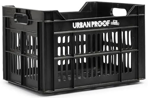 Urban Proof Recycled Bicycle Crate - 30 l Unisex Fahrradkorb - Körbe aus recyceltem Material, ideal für umweltbewusste Radfahrer, bietet 30 l Stauraum und stilvolles Design in Schwarz.