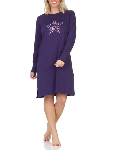Normann Damen Nachthemd mit Herzmotiv – Lila 40-42 - Bequemes langärmliges Nachthemd aus 100% Baumwolle mit süßem Herzmotiv. Ideal für entspannte Nächte und auch in Übergrößen erhältlich. Pflegeleicht bei Maschinenwäsche.