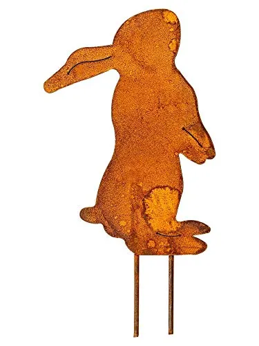 Manufaktur Lichtbogen Edelrost Gartenstecker Hase stehend