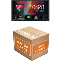 Autoradio Kenwood DMX8021DABS für Mercedes CLK W209 mit Lenkradfernbedienung