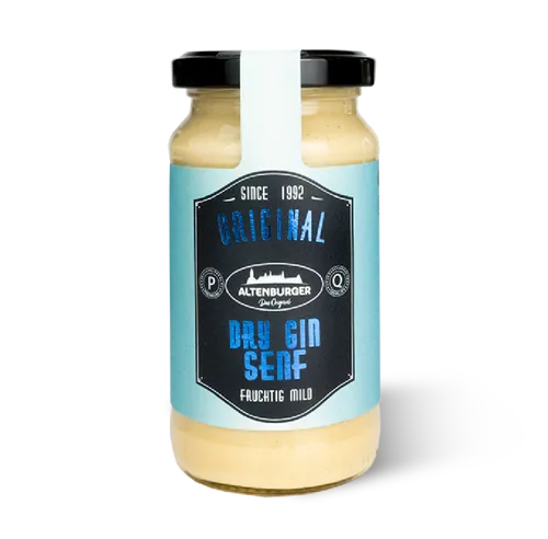 Altenburger Dry Gin Senf mit Orangen Fruchtaufstrich verfeinert 200ml